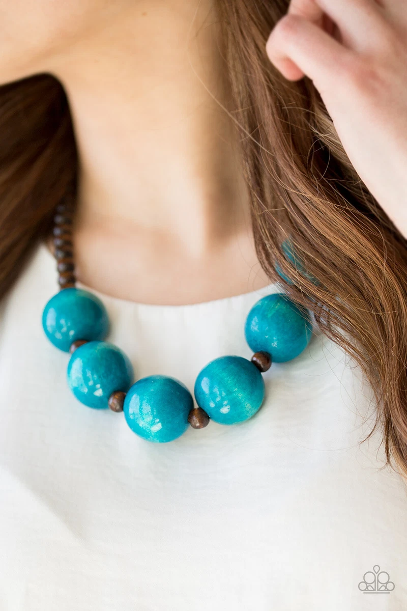 Paparazzi blue wooden clearance necklace