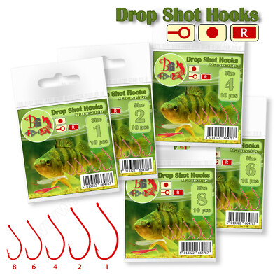Drop Shot Haken rot Soft Bait Rigs Köder Set Langschaft Barsch Hecht Angeln