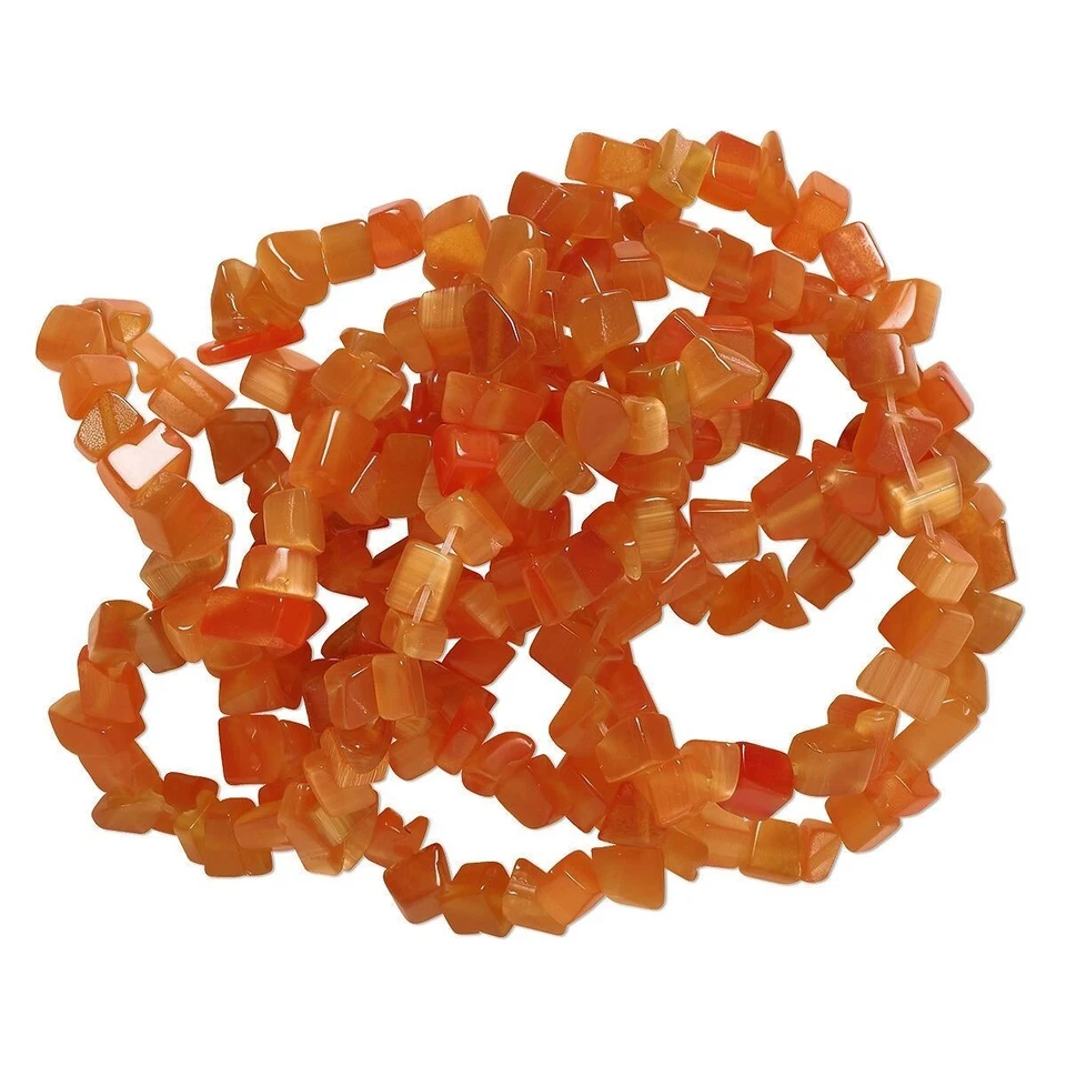 Cuentas pequeñas astillas de vidrio de fibra óptica ojo de gato naranja quemado de 1 hilo * Foto 2 de 2