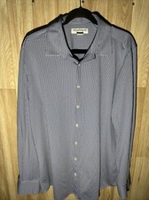 Mizzen Main Men  s XL Trim Fit Blue Gingham Check Long Sleeve Button Up
