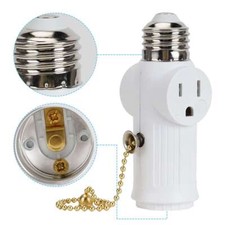 Light Bulb Outlet Socket Adapter 2/3Prong E26 Screw Light Socket to Plug Adapter