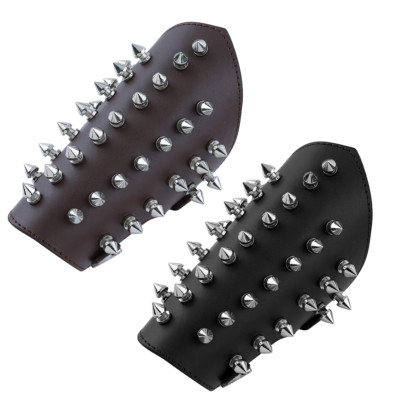 Unisex Faux Leather Metal Spikes Medieval Bracer Gauntlet Armband Arm Guar