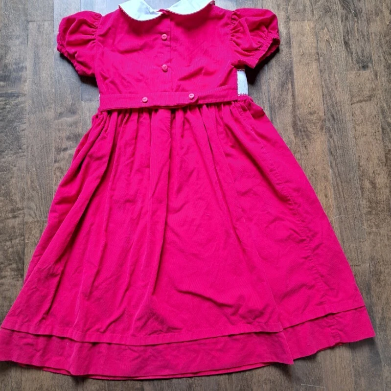 Vestido ANAVINI Calado a Mano ~ Bastones de Caramelo de Navidad de Pana ~ 6x Cuello Rosa Oscuro Foto 2 de 4