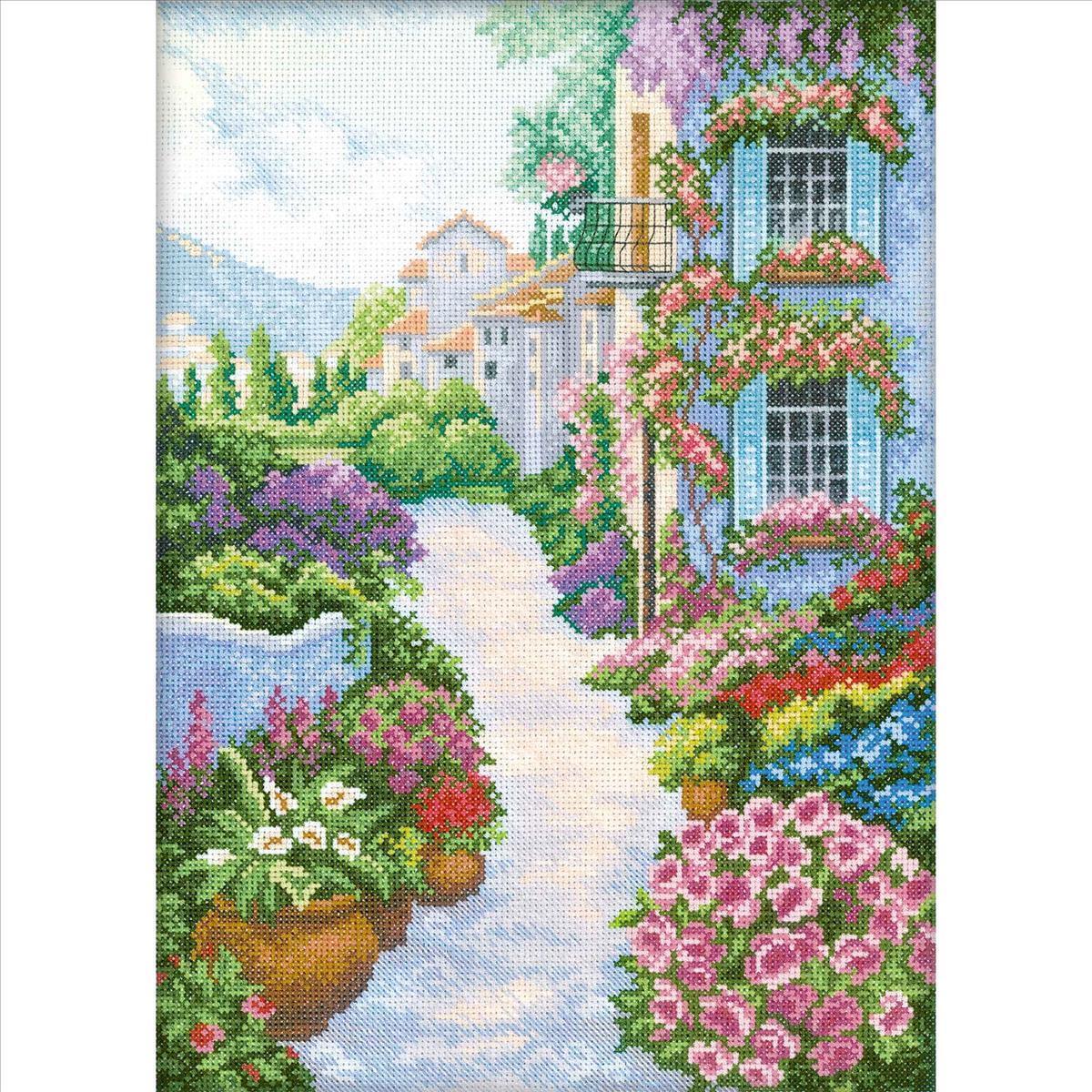 RTO counted Cross Stitch Kit ""Blooming Town"" M249, 25x35 cm, DIY