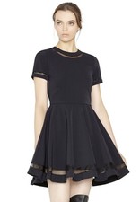 Alice + Olivia frances Mini Flared Dress Black Stretch Size 10 NWOT