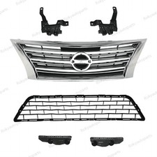 6pcs For Nissan Sentra 2013-2015 Front Chrome Upper Lower Grille Bumper Brackets