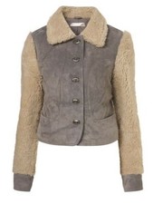 Kate Moss Topshop Rare Suede Sheepskin Leather Jacket Uk 6 Eu 34 Us 2 Xs Bnwt