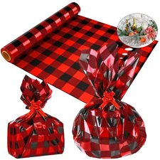 Christmas Cellophane Wrap Roll 100 ft Long 32 Inch Wide 3.1 Mil Clear Wrappin...