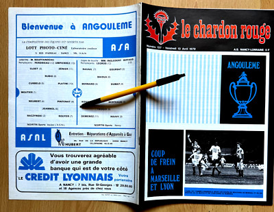 Programm Chardon Rouge ASNL Nancy v Angouleme OM Lyon Lens VA Saison 1978-79
