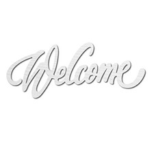 Welcome Sign Small Wooden Wall Decor Art Word Cutout Laser Cut Welcome White