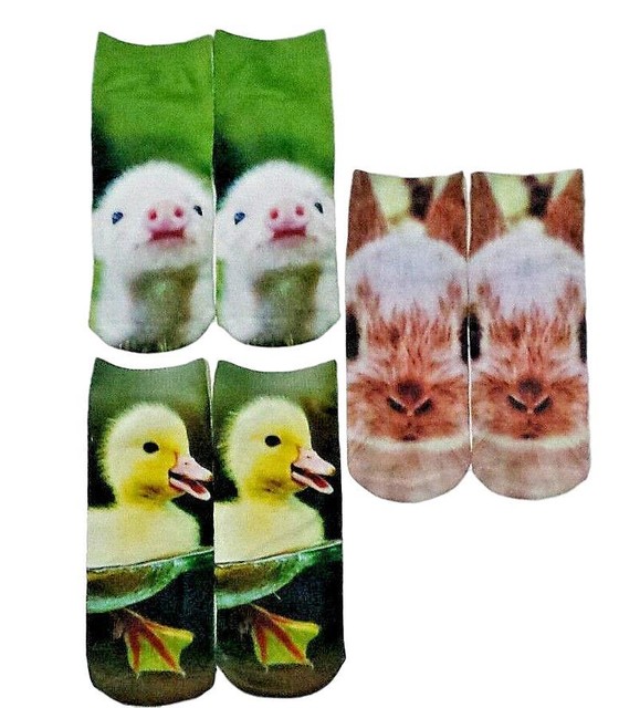 Baby Farm Animals Fun Socks for Women Gift 3 Pack Novelty Funny Socks