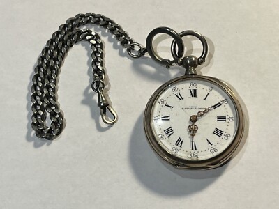 Montre gousset argent à réviser où pour pièces avec sa chaine  (128-44/A8-33)