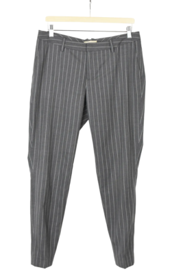 SUITSUPPLY Grey Trousers Women's UK 14 Pinstriped Wool Tapered Fit