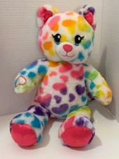 Build A Bear BAB Rainbow Hearts Kitty Cat 16 Stuffed Plush