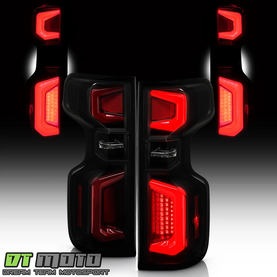 Chevy Silverado 1500 2019-2023 [incandescente] luces traseras de tubo LED negro ahumado Foto 2 de 4