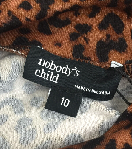 Nobody's Child Women's Top Size 10 Brown Animal Print Funnel Neck Eco New F1 - Picture 8 of 11