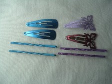 GIRLS SMALL BLUE  PURPLE HAIR BARRETTE CLIPS  BOBBY PINS