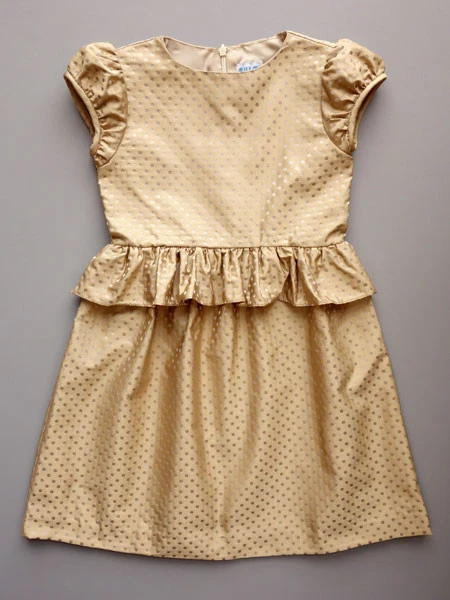 Vestido de fiesta Luli and Me nuevo con etiquetas champán dorado satinado tafetán  Foto 4 de 4