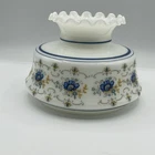 VTG Quoizel Abigail Adams Blue Floral 6.5” Fitter Milk Glass Lamp Shade