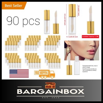 DIY Ready 90 Clear Lip Gloss Tubes - 1.2ML Leak-Proof Makeup Bottles in Gold