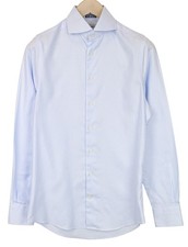 SUITSUPPLY Men Shirt 37/14 1/2 Extra Slim Blue Pure Cotton Striped Button-Up