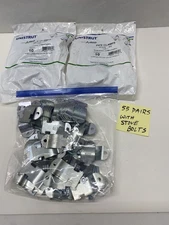 1” RIDGID CONDUIT STRAPS WITH BOLTS, FOR UNISTRUT CHANNEL, #P113. NEW LOT OF 55.