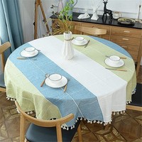 Runde Quaste Plaid Tischdecke, Heavy Weight Baumwolle Leinen Stoff Tischdecke
