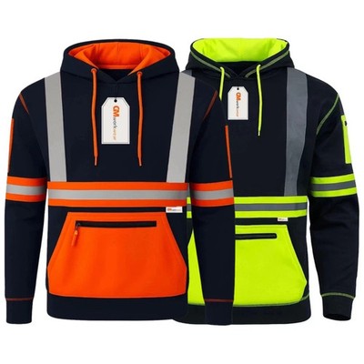 Herren Hi-Vis Fleece Hoodie, Klasse 3 reflektierende Thermo Sicherheit Arbeitskleidung, PSA UK