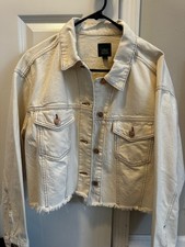 Women's Cropped Denim Trucker Jacket - Wild Fable Cream S