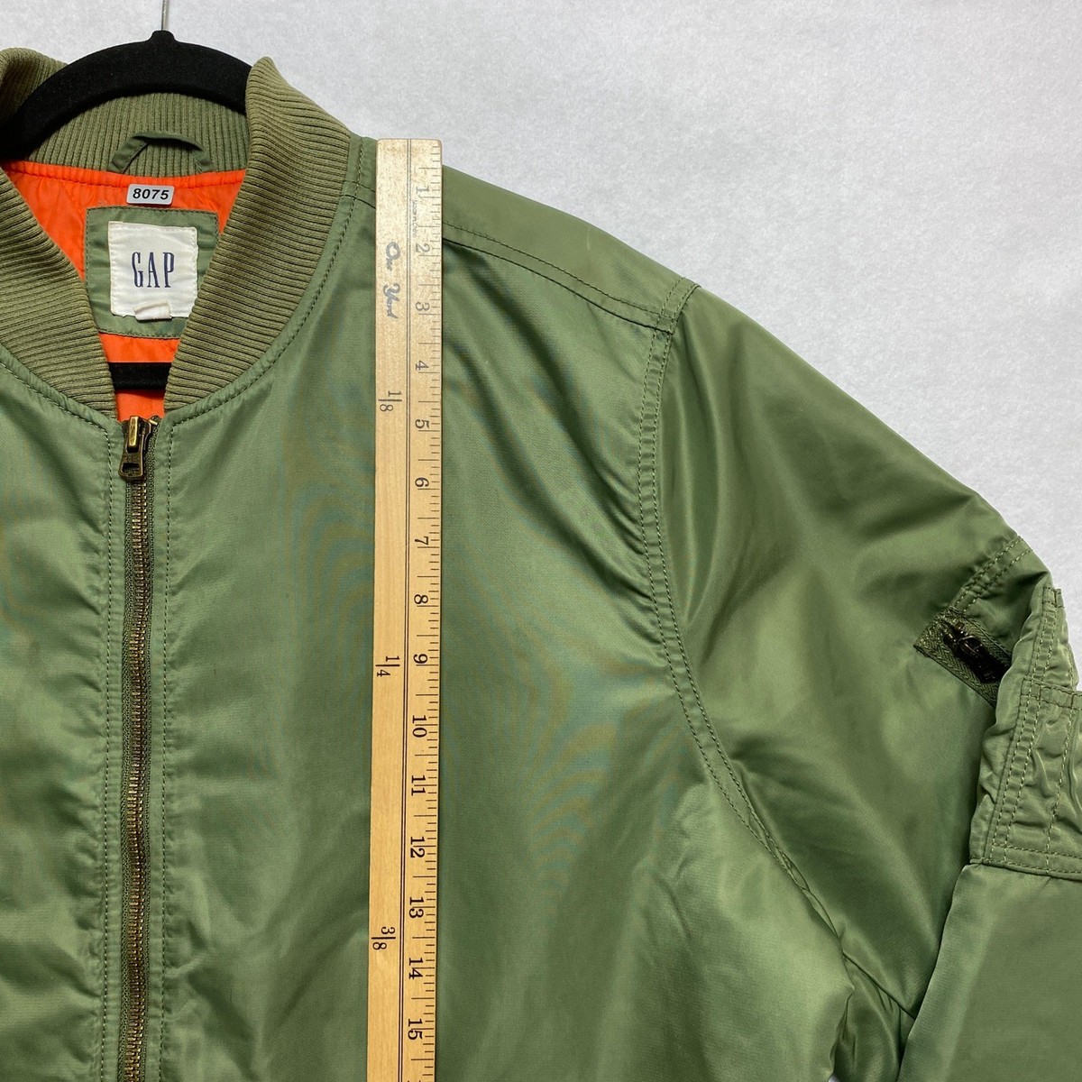 GAP Bomber Jacket Mens XL Green Orange MA1 Style Flight Full Zip
