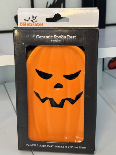 NIB Celebrate Halloween Pumpkin Spoon Rest Ceramic