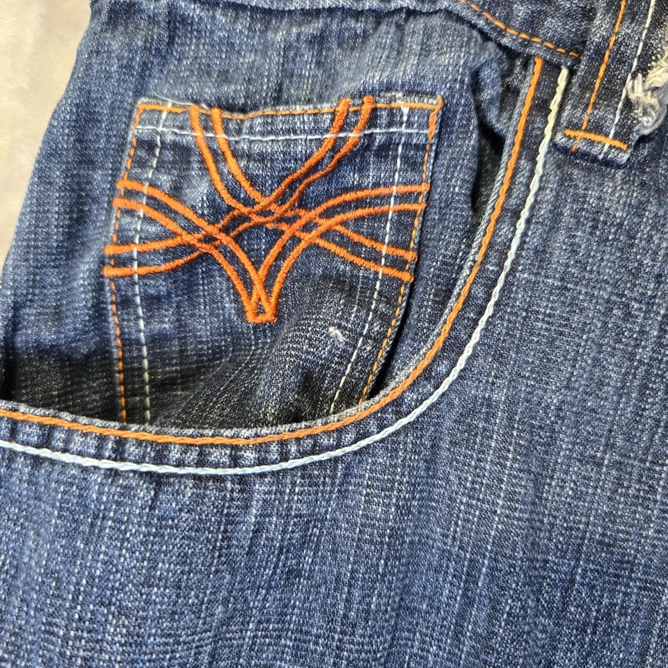 Evolution In Design Jeans Mens 44x34 Blue Orange Design Baggy Skater Y2K Hip Hop - Image 3 of 4