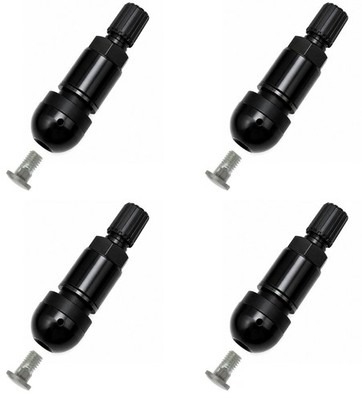 New Set of Four (4) Gloss Black OEM TPMS Stem Service Kits for Porsche
