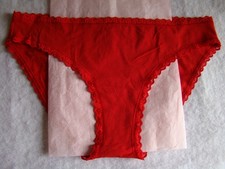 New Victoria  s Secret Red Cotton Bikini Lace Panties