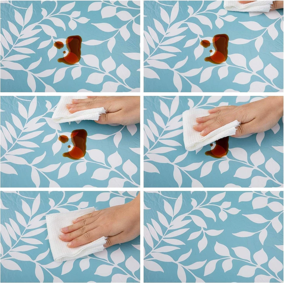 Oval Classic Elastic Edged Flannel Backed Vinyl Fitted Table Cloth Waterproof Oi - Image 4 of 4