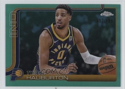 2025-26 Topps Chrome Aqua Refractor 53/199 Tyrese Haliburton #3 1mv8