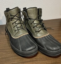 Sperry Top Sider Men's Non-Slip Duck Boots Black Olive Lace Up Ankle Size 12