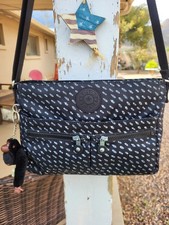 Kipling New Angie Ultimate Dots Black Crossbody Bag with Monkey Keychain