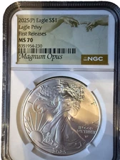2025 (P) $1 American Silver Eagle NGC MS70 Magnum Opus Eagle Privy
