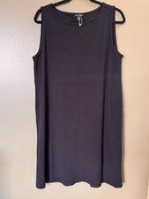 Eileen Fisher Fine Jersey Round Neck Tank Dress ribbed texture Size XL Stretchy