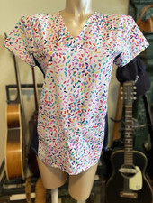 Scrub Top Divine JDM Top Womens XS Geometric Print Short Sleeve NWOT