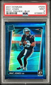 2021 Panini Donruss Mac Jones P-255 Optic Preview Blue PSA 9 Prizm 49ers