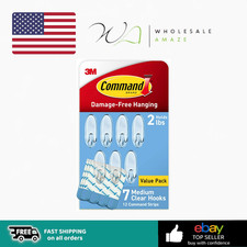 Command Medium Clear Wall Hooks, 7 Wall Hooks and Command Strips, Damage-Free