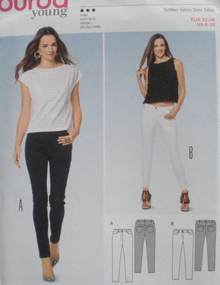 Burda 6543 Young Misses Close Fit Pants Skinny Jeans Size 6-20 Uncut
