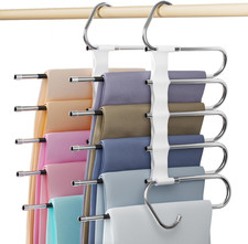 Grucce Pantaloni Salvaspazio Appendiabiti Porta Pantaloni 2 Pezzo 5 in 1 Bianco 