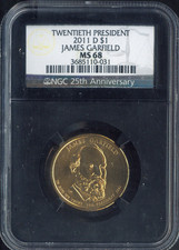 2011-D James Garfield Dollar NGC MS68 Business - 20th U.S President