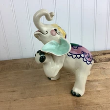 Kay Finch Baby Elephant Figure Statue Green Inner Ears Pink Blanket Green Hooves