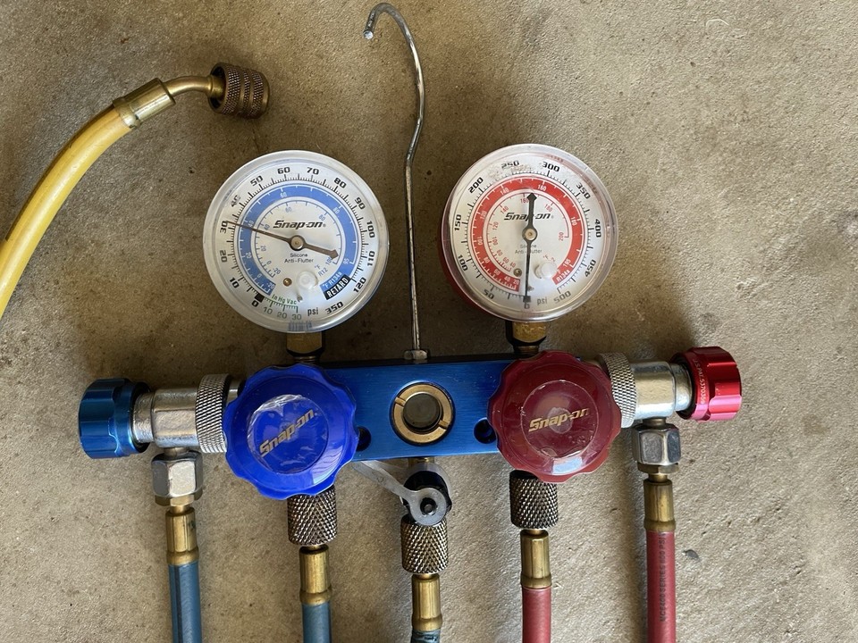 🧰 Snap-On Air Conditioning AC Dual Refrigerant Manifold Test Gauge R12 ...