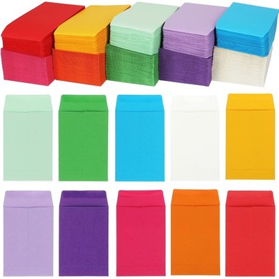 Geyee 500 Pcs Small Coin Seed Envelopes Tip 2.25 x 3.5 Inch, Colorful