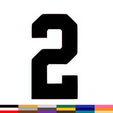 Number Two 2 Decal PICK SIZE COLOR Vinyl Sticker Jersey Athlete Varsity Sport